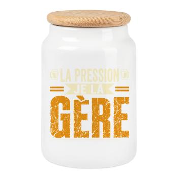 La pression je la gère - Boîte à biscuits avec couvercle en bois - blanc - Devant