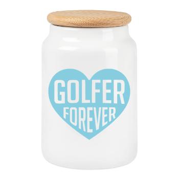 Golfer Forever Herzdesign - Keksdose mit Holzdeckel - Weiß - Vorne