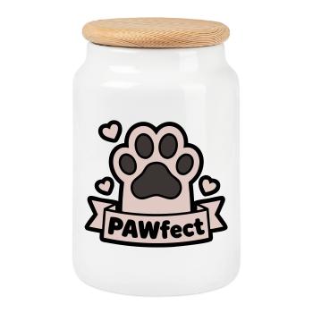 Boîte de texte de la bannière Paw Paw Paw Fect - Boîte à biscuits avec couvercle en bois - blanc - Devant