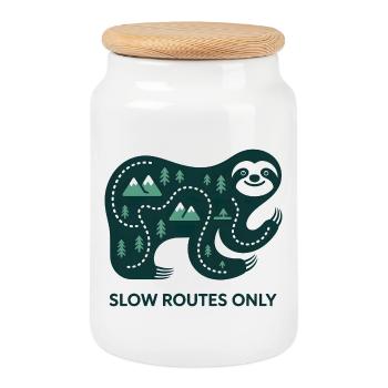 Slow Routes Only Elephant - Cookie Jar with Wooden Lid - white - Front