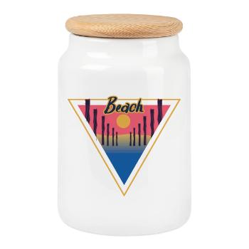 Beach Triangle - Keksdose mit Holzdeckel - Weiß - Vorne