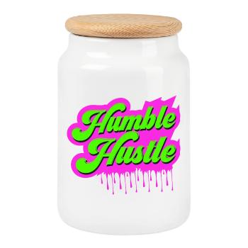 Humble Hustle Entrepreneur Businessman Businesswo - Cookie Jar with Wooden Lid - white - Front