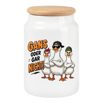  Gans Oder Gar Nicht Lustige Coole Gänse Gang Für - Keksdose mit Holzdeckel - Weiß - Vorne