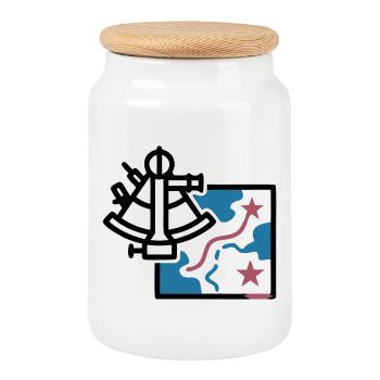 Vecteur de navigation de la carte du sextant - Boîte à biscuits avec couvercle en bois - blanc - Devant