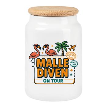 Malle Divas On Tour Women's Flamingo Mallorca Party - Cookie Jar with Wooden Lid - white - Front