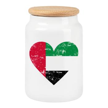 UAE Heart - Cookie Jar with Wooden Lid - white - Front