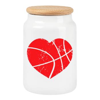 Basketball Heart Graffiti - Cookie Jar with Wooden Lid - white - Front