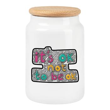 C’est normal, pas aller bien - Boîte à biscuits avec couvercle en bois - blanc - Devant
