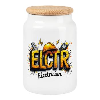 Elektriker Graffiti Stil Electrician Handwerker - Keksdose mit Holzdeckel - Weiß - Vorne