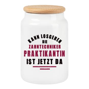 Zahntechniker Praktikantin Praktikum Zahntechnik - Keksdose mit Holzdeckel - Weiß - Vorne