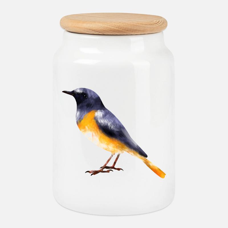 Redstart - Boîte à biscuits avec couvercle en bois - blanc