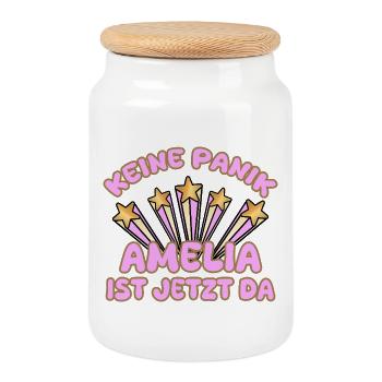 Spruch Amelia - Keksdose mit Holzdeckel - Weiß - Vorne