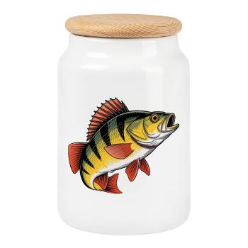 Jumping Perch - Cookie Jar with Wooden Lid - white - Front