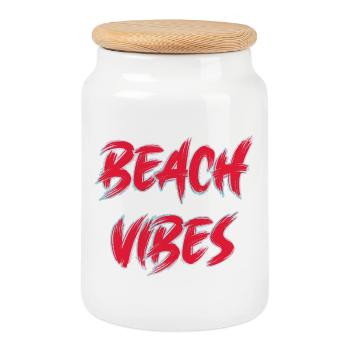 Beach Vibes - Keksdose mit Holzdeckel - Weiß - Vorne