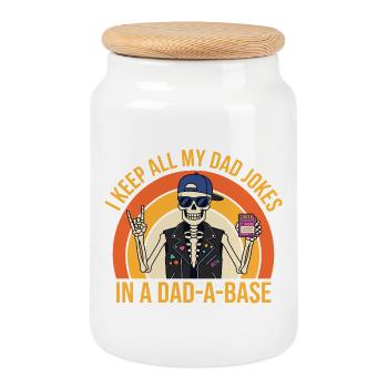 Ich bewahre alle meine Vaterwitze in einem Dad-a-Base-Skelett auf - Keksdose mit Holzdeckel - Weiß - Vorne
