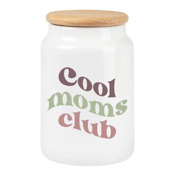 Typographie rétro du Cool Moms Club - Boîte à biscuits avec couvercle en bois - blanc - Devant
