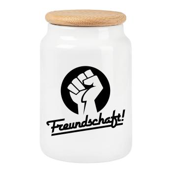 Freundschaft v.1 (Farbe änderbar) - Keksdose mit Holzdeckel - Weiß - Vorne