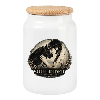 Soul Rider Hobby Horsing Steckenpferd Mädchen Leid - Keksdose mit Holzdeckel - Weiß - Vorne