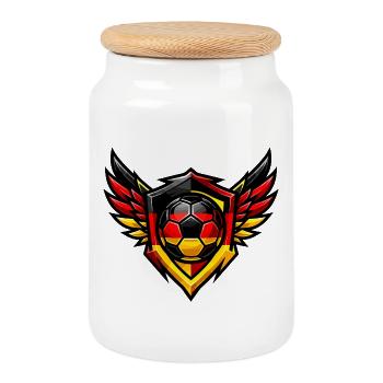 Soccer Germany Coat of Arms - Cookie Jar with Wooden Lid - white - Front