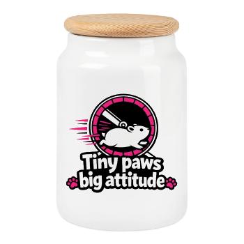 Pattes petites, grande attitude - Boîte à biscuits avec couvercle en bois - blanc - Devant