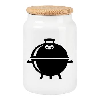 Kettle Grill Charcoal Grill Master BBQ Crew - Cookie Jar with Wooden Lid - white - Front
