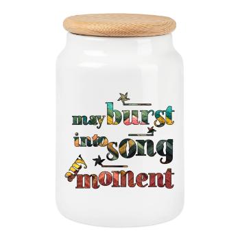 May burst into song any moment - Cookie Jar with Wooden Lid - white - Front