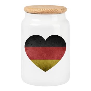 Heart Germany - Cookie Jar with Wooden Lid - white - Front