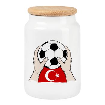 Football turc Turquie - Boîte à biscuits avec couvercle en bois - blanc - Devant