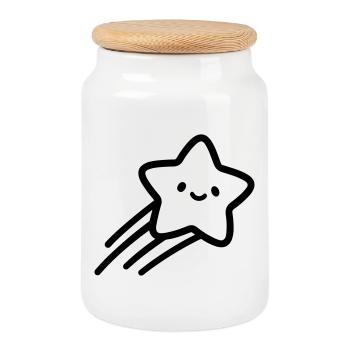 shooting star - Cookie Jar with Wooden Lid - white - Front