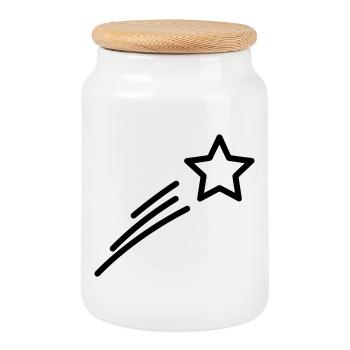shooting star - Cookie Jar with Wooden Lid - white - Front