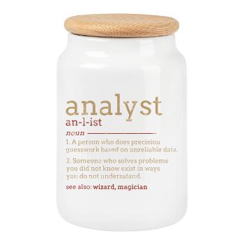 Analyst Blueprint Typography - Cookie Jar with Wooden Lid - white - Front