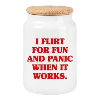 Je flirte pour le plaisir Rencontres Flirt Anmachspruch célibataire - Boîte à biscuits avec couvercle en bois - blanc - Devant