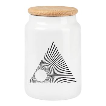 Sunburst Lines Triangle - Cookie Jar with Wooden Lid - white - Front
