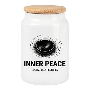 Inner Peace Successfully Restored | Sound & Fun - Cookie Jar with Wooden Lid - white - Front