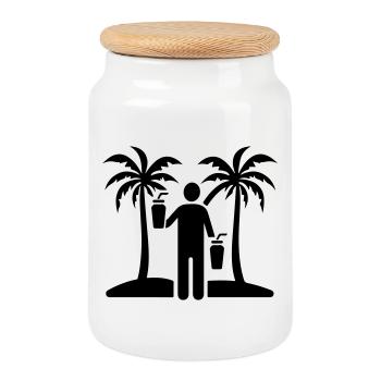 Holiday Symbol Beach Icon Booze - Cookie Jar with Wooden Lid - white - Front