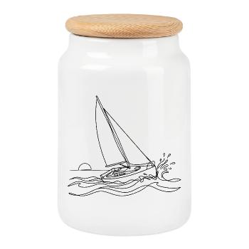 Segeln Dynamisches Minimalistisches Segelboot - Keksdose mit Holzdeckel - Weiß - Vorne