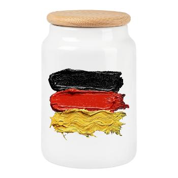Germany Flag Oil Paints Texture Germany Fan - Cookie Jar with Wooden Lid - white - Front