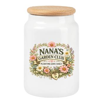 Nana Gartenclub Blütenkranz Geschenke Garten Oma - Keksdose mit Holzdeckel - Weiß - Vorne