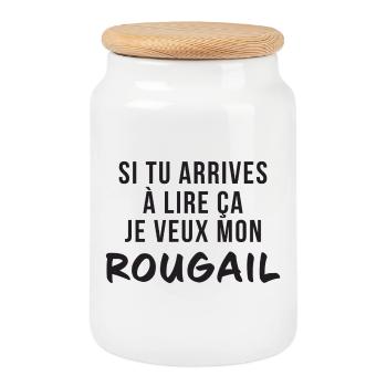 Si Tu Arrives A Lire Ca Je Veux Mon Rougail T-S... - Boîte à biscuits avec couvercle en bois - blanc - Devant