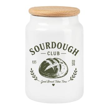 Sourdough Club - Sourdough Bread - Cookie Jar with Wooden Lid - white - Front