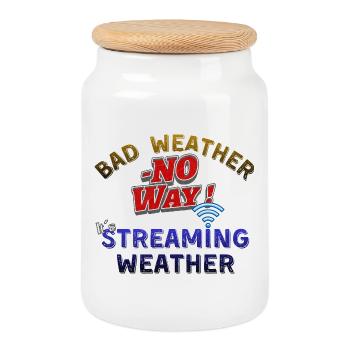 Schlechtes Wetter, auf keinen Fall! Es ist Streaming-Wetter - Keksdose mit Holzdeckel - Weiß - Vorne