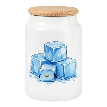 Eis Pinguin Würfel Illustration - Cookie Jar with Wooden Lid - white - Front