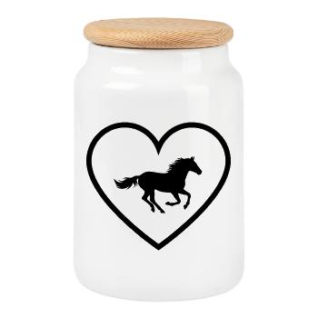 Les chevaux aiment - Boîte à biscuits avec couvercle en bois - blanc - Devant