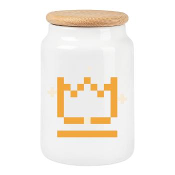 Pixel Krone - Retro Gaming Gamer Zocker Shirt - Keksdose mit Holzdeckel - Weiß - Vorne