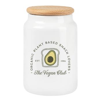 Groupe végan des amateurs d’avocats en club - Boîte à biscuits avec couvercle en bois - blanc - Devant