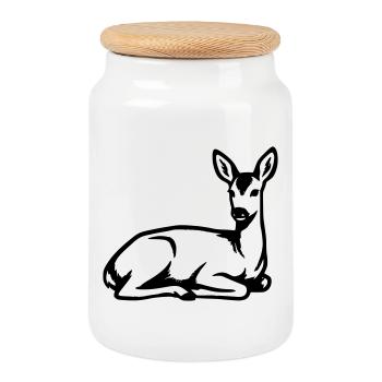 Club de chasse de chasseurs de silhouettes de cerfs Forêt forestière - Boîte à biscuits avec couvercle en bois - blanc - Devant
