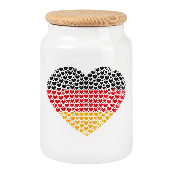 Drapeau allemand Cœur Noir rouge or Fierté - Boîte à biscuits avec couvercle en bois - blanc - Devant