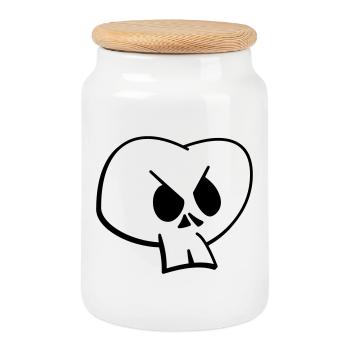 Skull II - Boîte à biscuits avec couvercle en bois - blanc - Devant