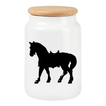 Cheval - Boîte à biscuits avec couvercle en bois - blanc - Devant