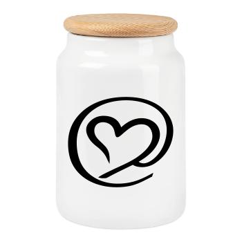 Modernes @ Symbol im klaren Grafikstil - Keksdose mit Holzdeckel - Weiß - Vorne